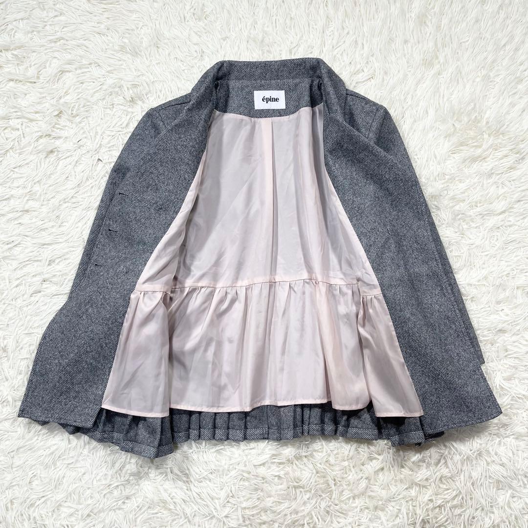 730 épine グレー プリーツ フリル ジャケット