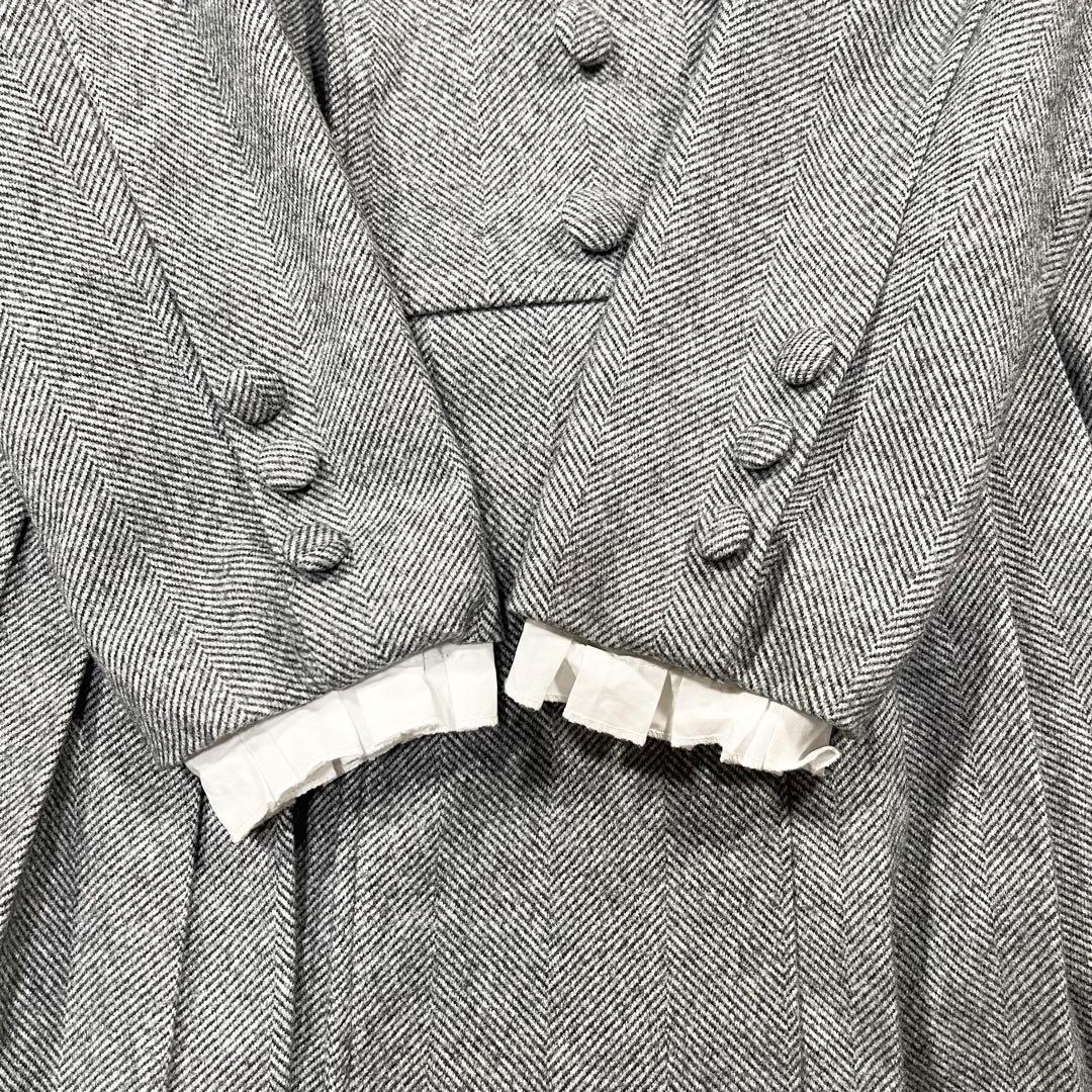 730 épine グレー プリーツ フリル ジャケット