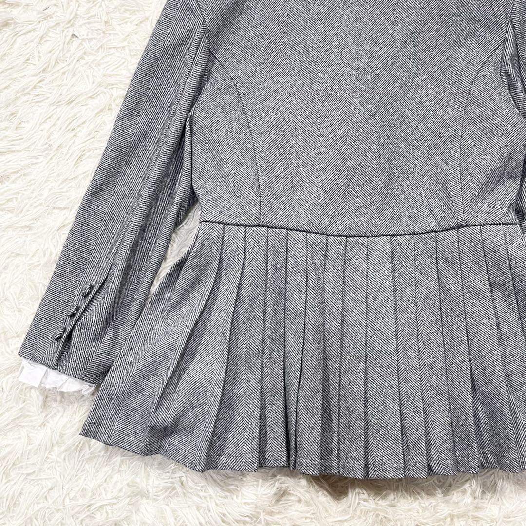 730 épine グレー プリーツ フリル ジャケット