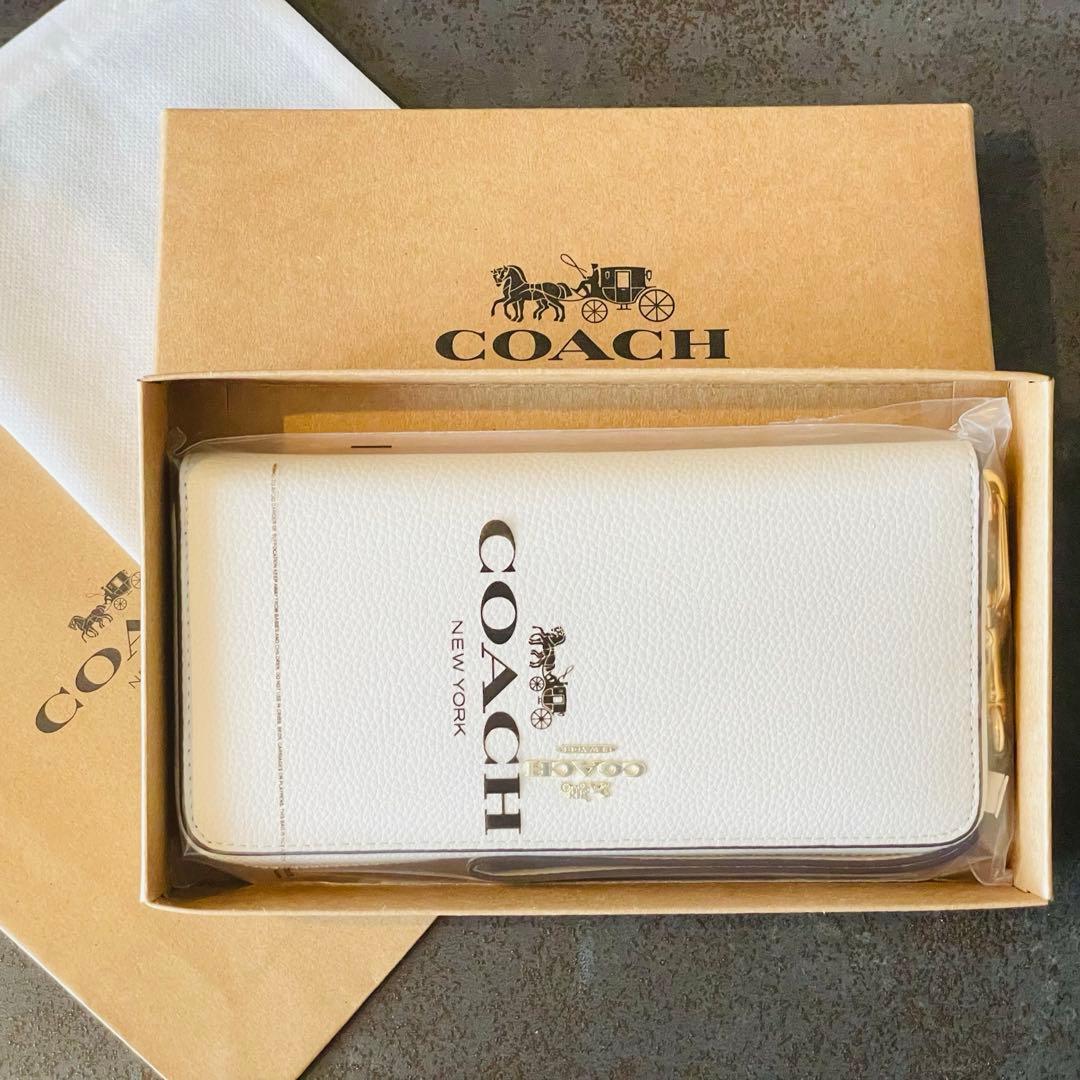 コーチ長財布 ストラップ付 COACH ラウンドジップ ウォレット
