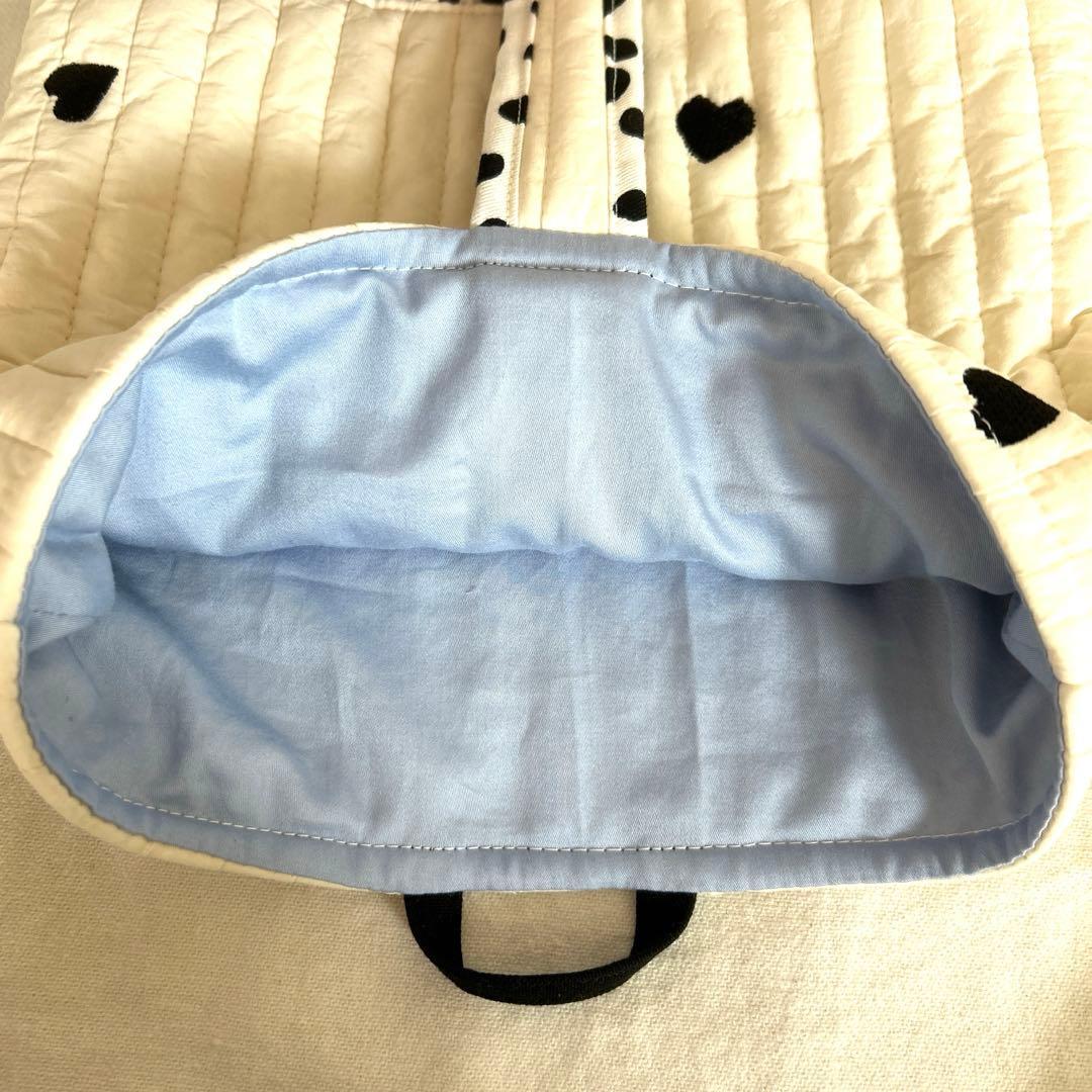 入園入学3点セット　【黒ハートヌビ×ダルメシアン】　女の子　レッスンバッグ