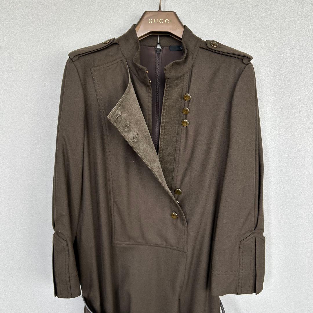 GUCCI グッチ　ベルト付ミリタリーワンピース　36サイズ