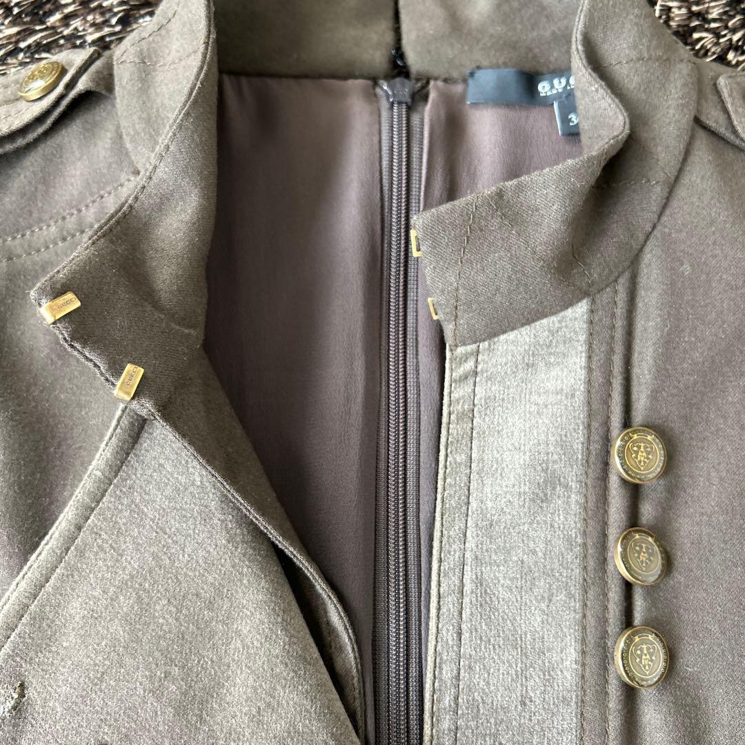 GUCCI グッチ　ベルト付ミリタリーワンピース　36サイズ