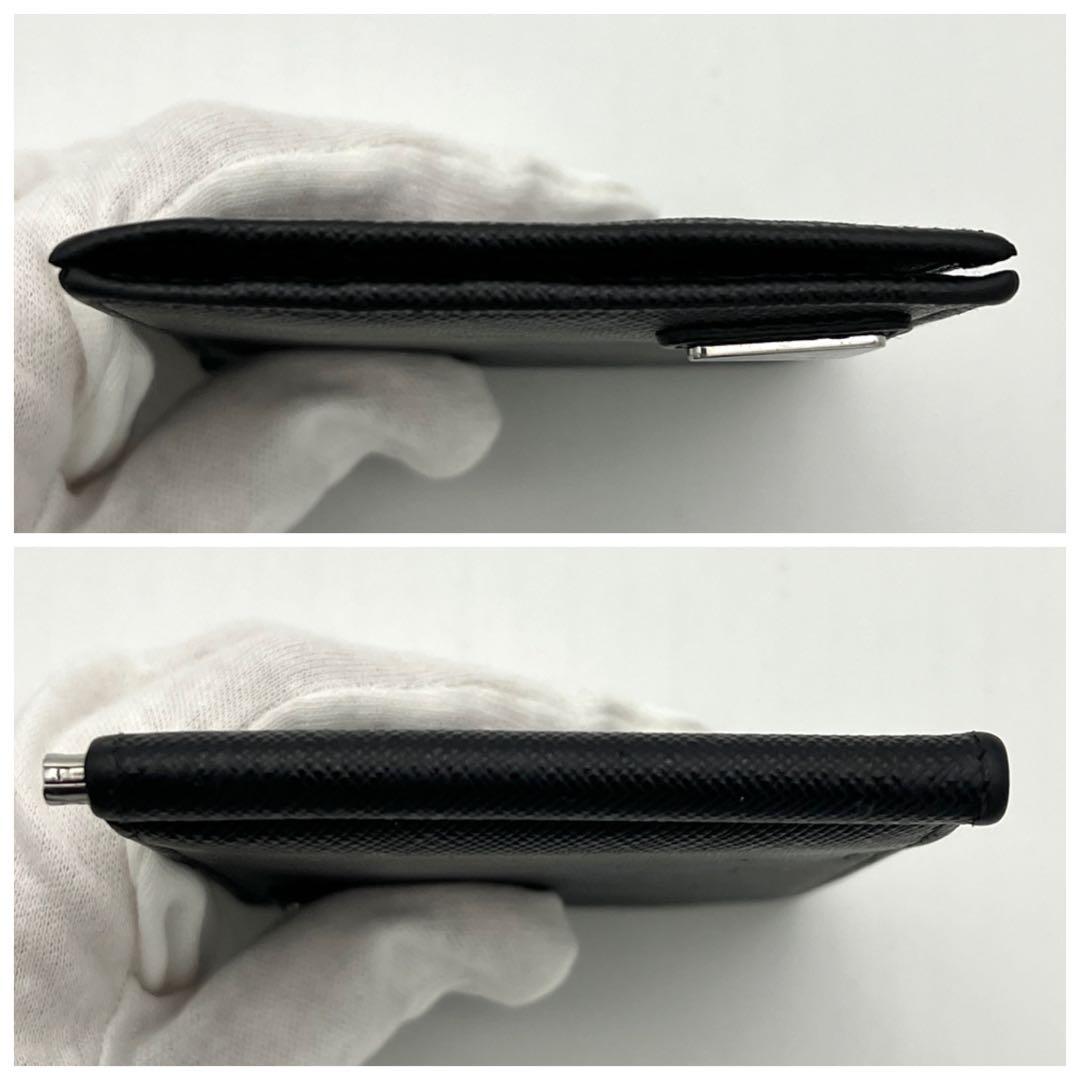 【極美品】PRADA プラダ サフィアーノ 三角プレート マネークリップ 黒