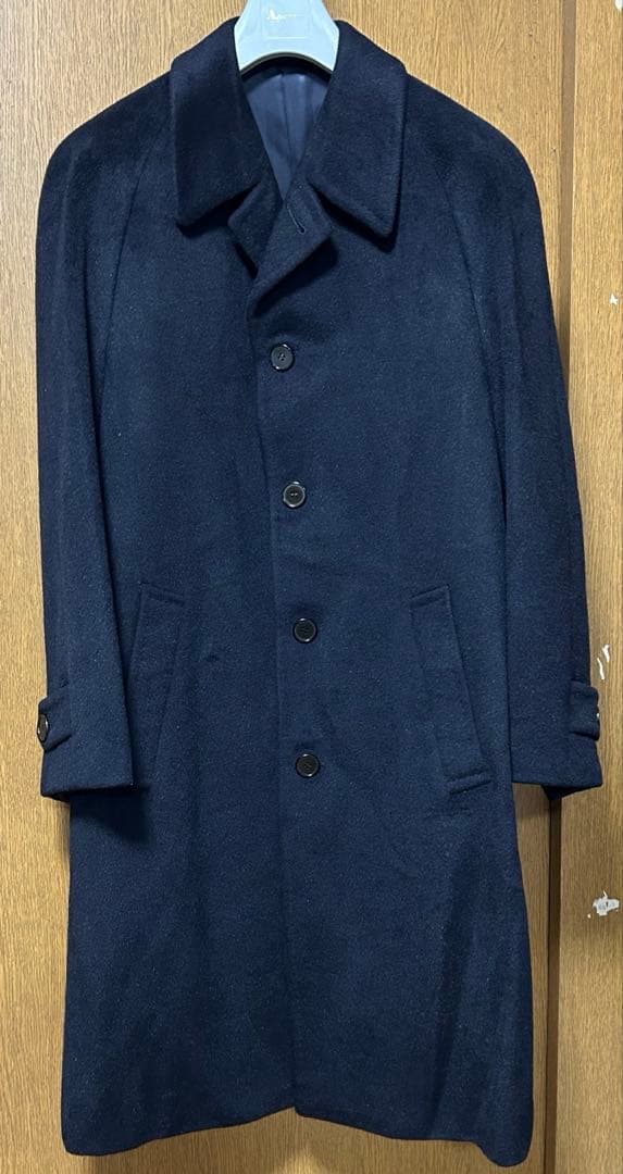 タンブルアンドアッサー、英国製、紺アンゴラ100%コート、未使用、サイズＬ