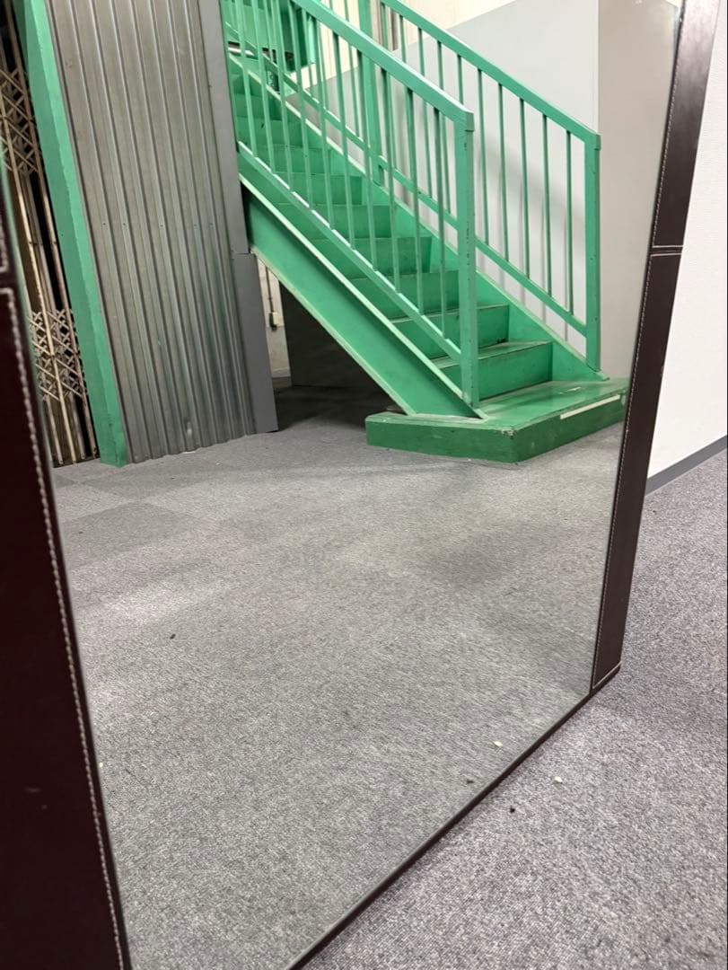 大型ミラー　レザーフレーム　立てかけミラー　インテリア　姿見鏡　全身鏡