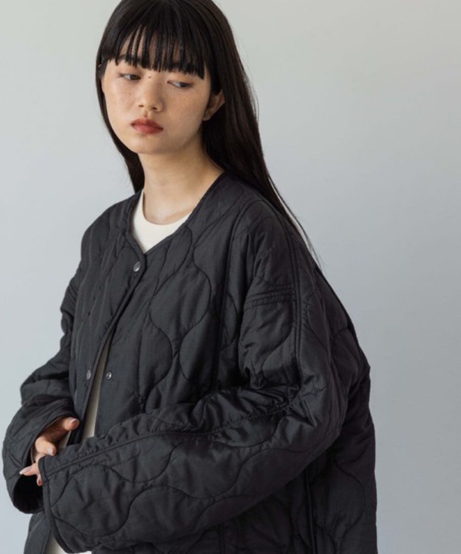 yuwリバーシブルバイカラーキルティングコート