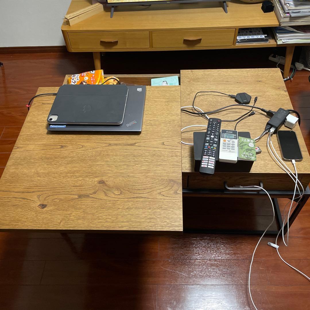 クラッシュゲート　昇降　センターテーブル ブラウン