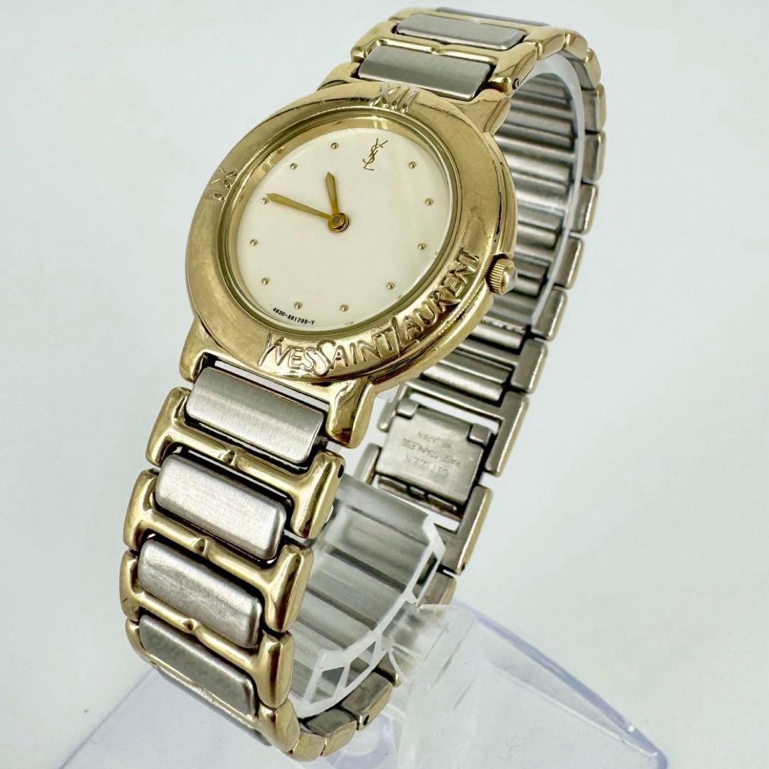 【新品電池】イブサンローラン YSL ラウンド コンビ メンズ 腕時計