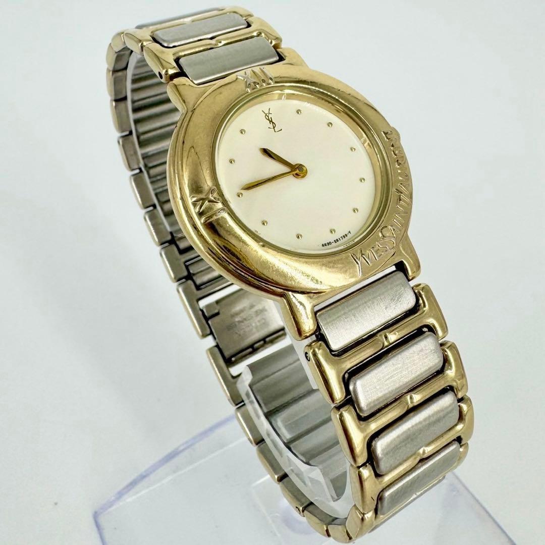 【新品電池】イブサンローラン YSL ラウンド コンビ メンズ 腕時計
