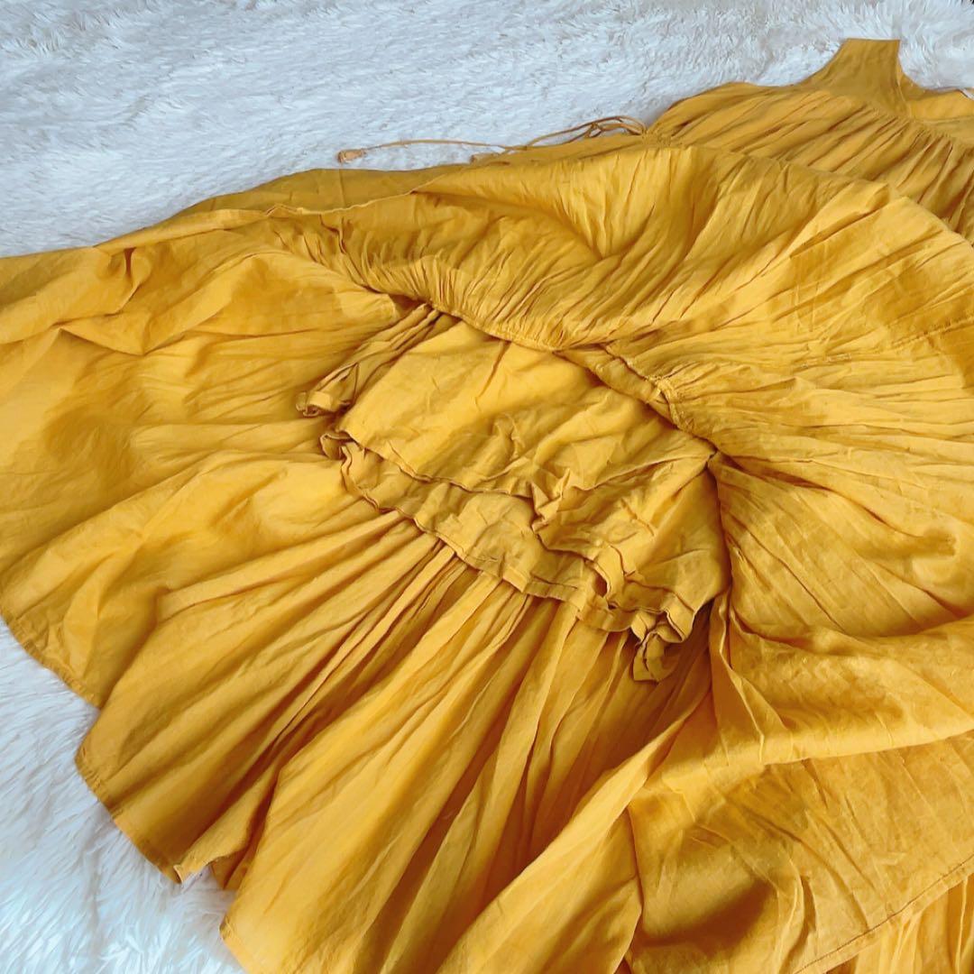 美品　ヌキテパ　ロングワンピース マキシ　コットンボイル　ティアード　インド