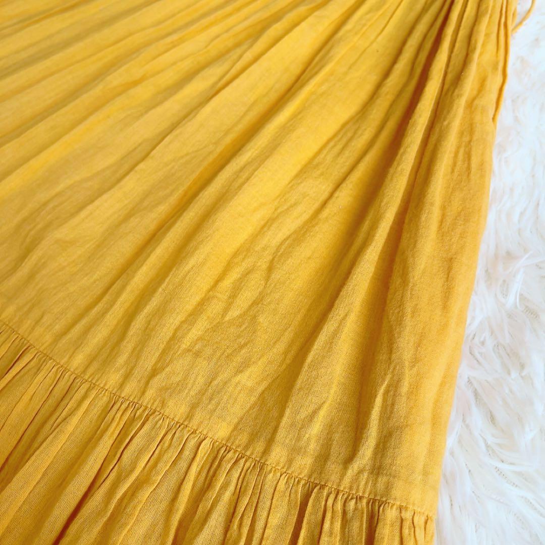 美品　ヌキテパ　ロングワンピース マキシ　コットンボイル　ティアード　インド