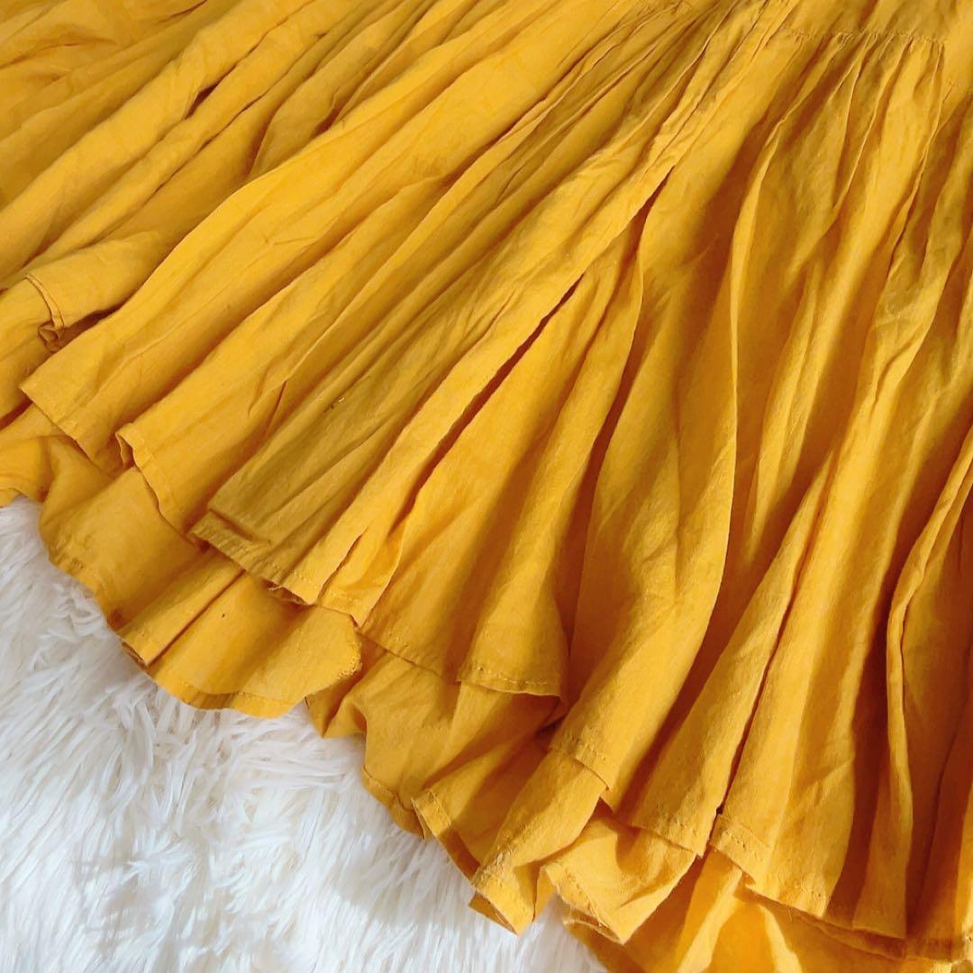 美品　ヌキテパ　ロングワンピース マキシ　コットンボイル　ティアード　インド