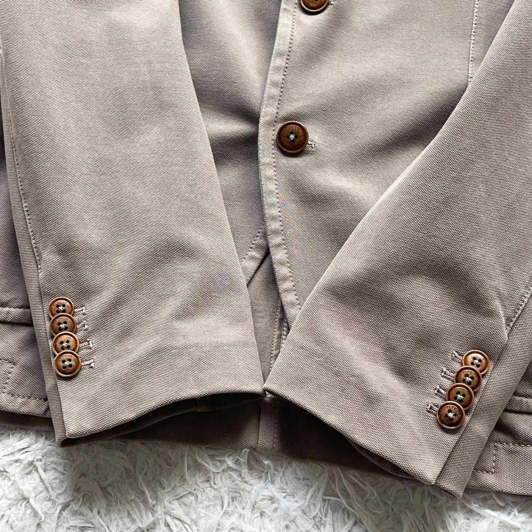 CIRCOLO ストレッチ アンコンジャケット パイピング ロゴ刻印ウッドボタン