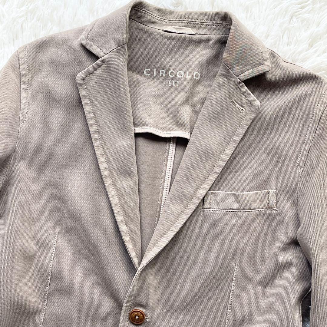 CIRCOLO ストレッチ アンコンジャケット パイピング ロゴ刻印ウッドボタン