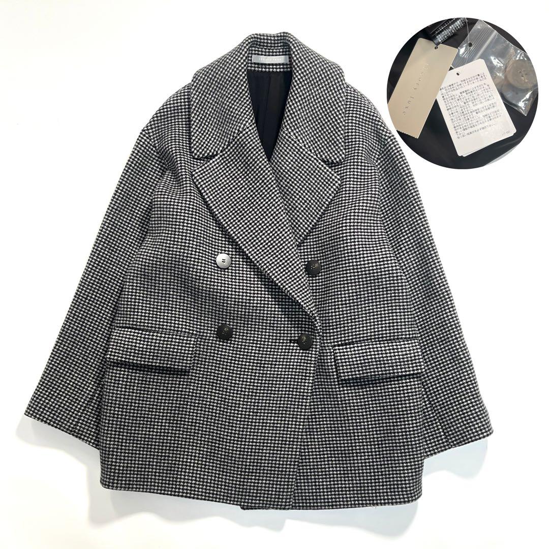【札付き未使用品】セオリーリュクス　ハーフコート　38　千鳥格子　コクーン