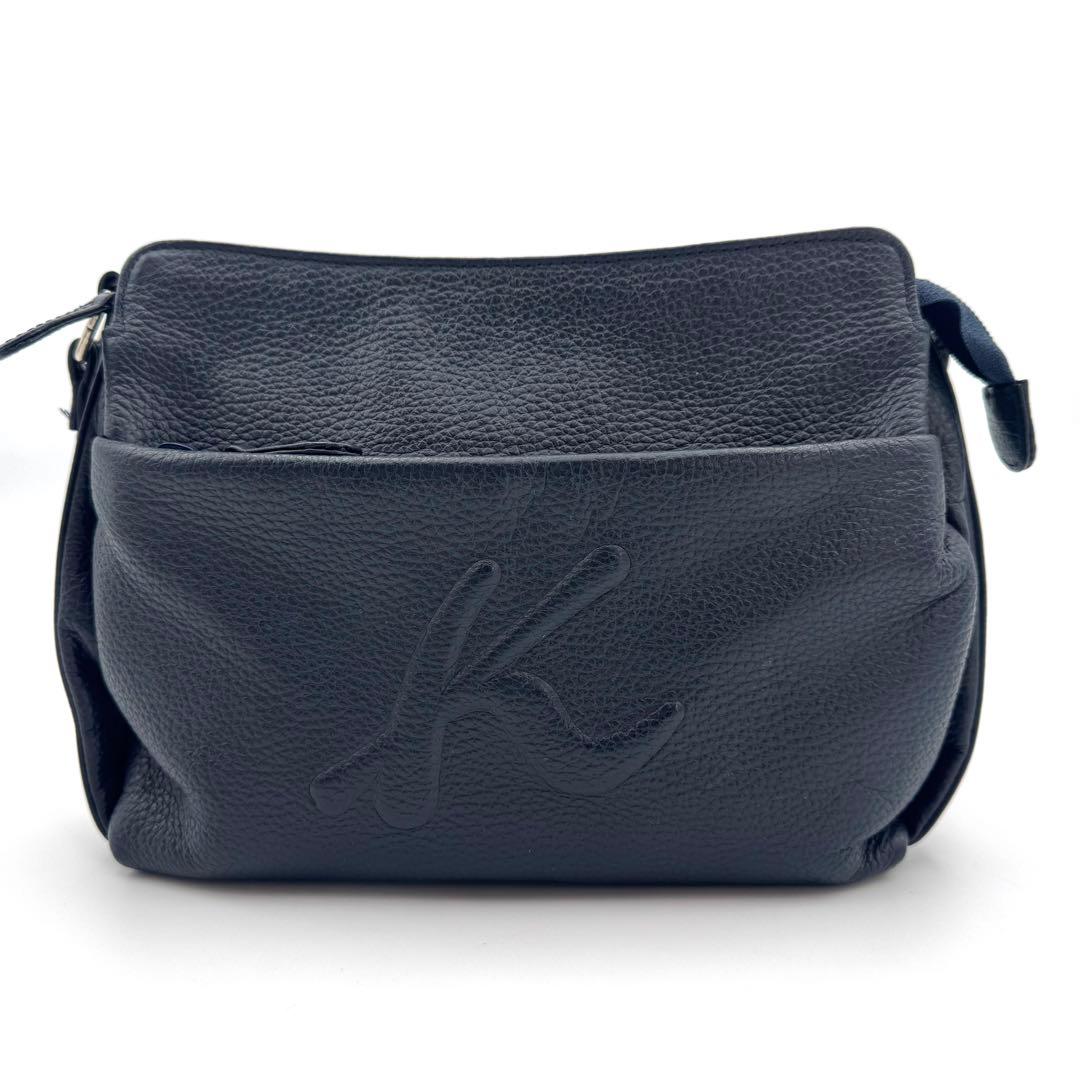 ✨現行・未使用級✨キタムラ ショルダーバッグ N2-40 立体ロゴ 斜め掛け 紺