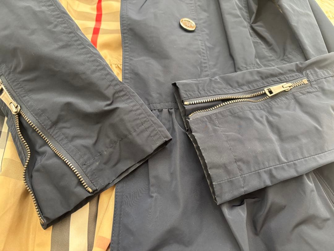 バーバリー　14y164cm ネイビー フレアシルエット トレンチコート