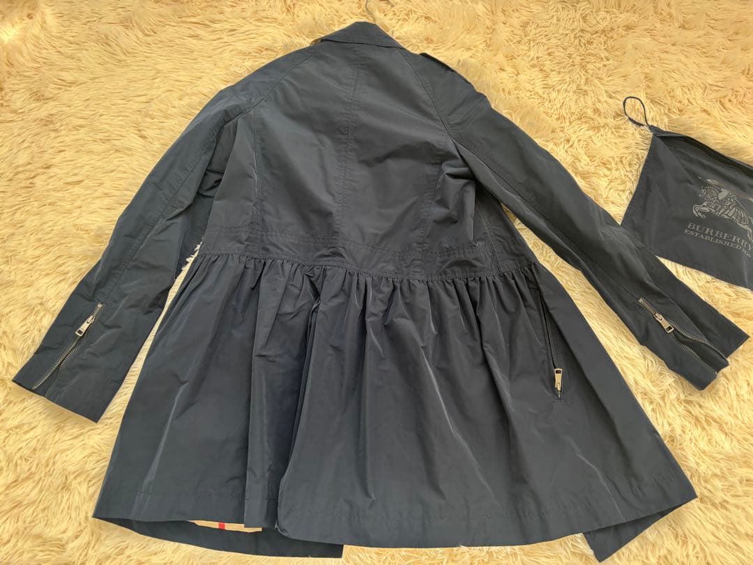 バーバリー　14y164cm ネイビー フレアシルエット トレンチコート