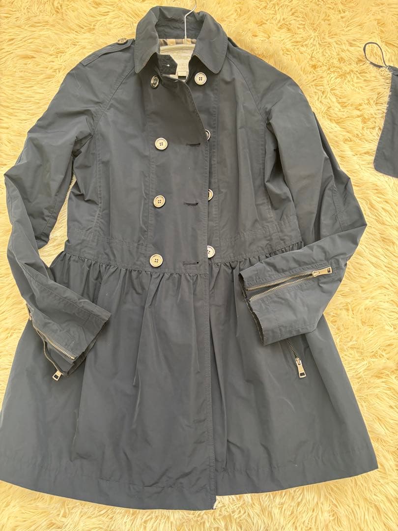 バーバリー　14y164cm ネイビー フレアシルエット トレンチコート