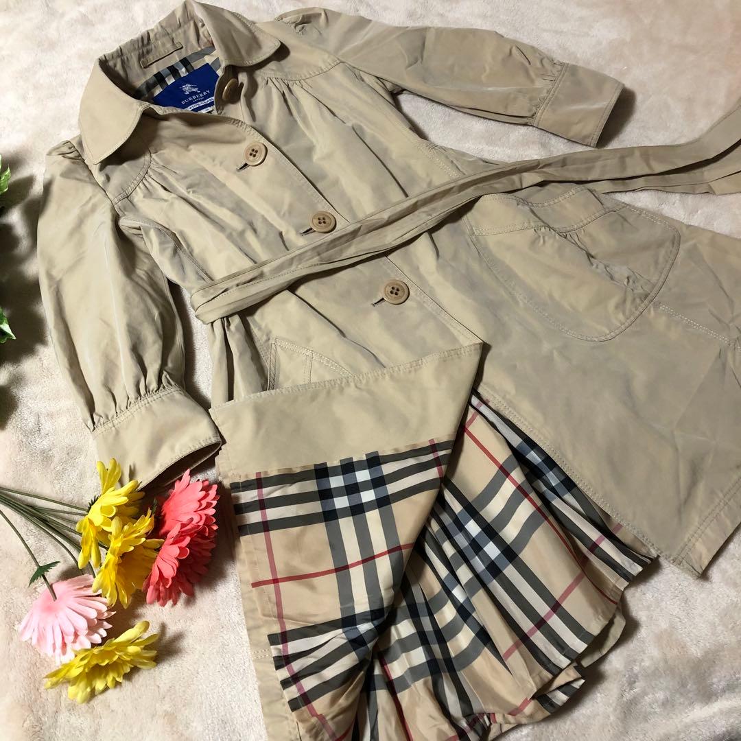 AKI　バーバリーブルーレーベル　トレンチコート　Aライン　ノバチェック