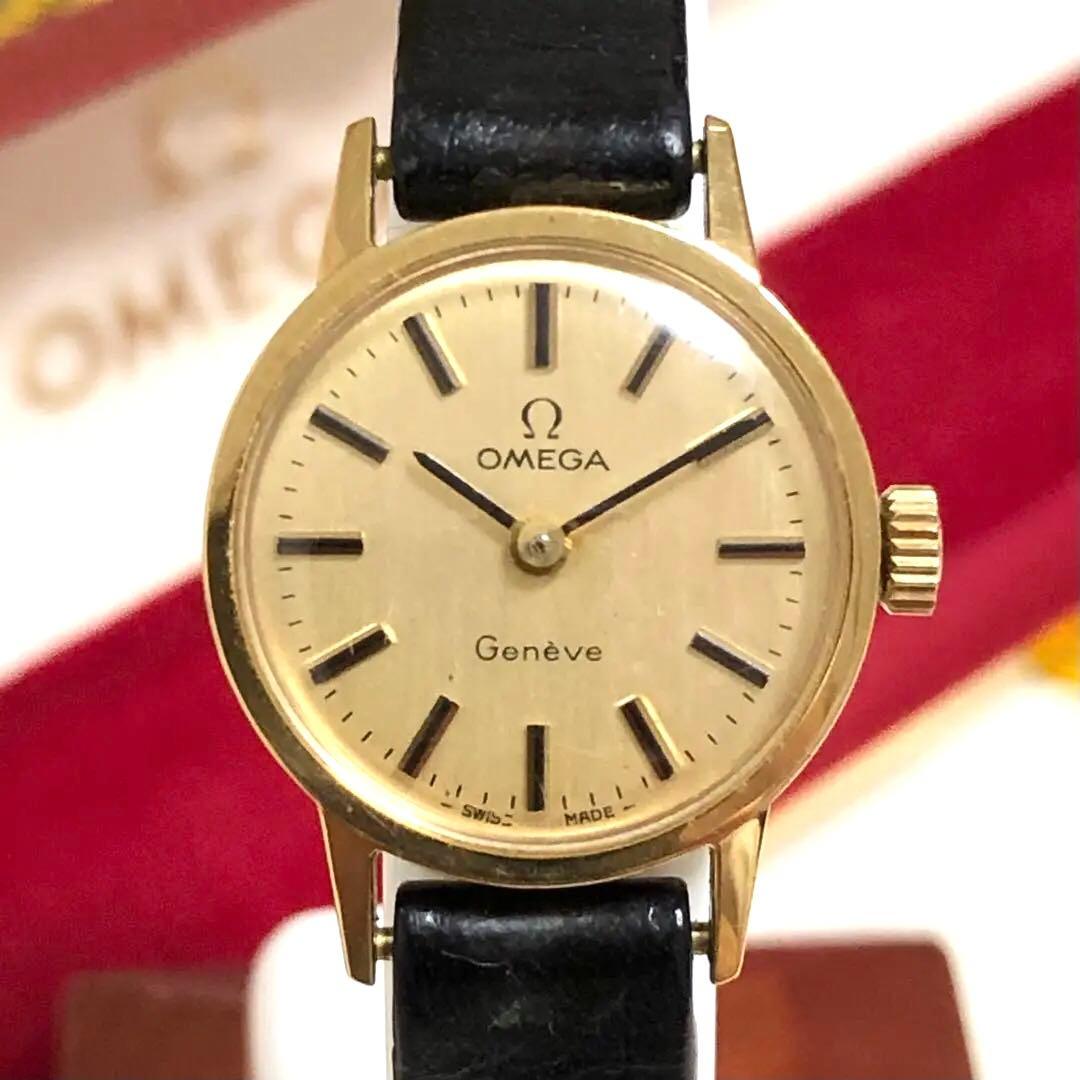 80s オメガ OMEGA レディース 手巻 ジュネーブ 箱 稼働品 ベルト交済