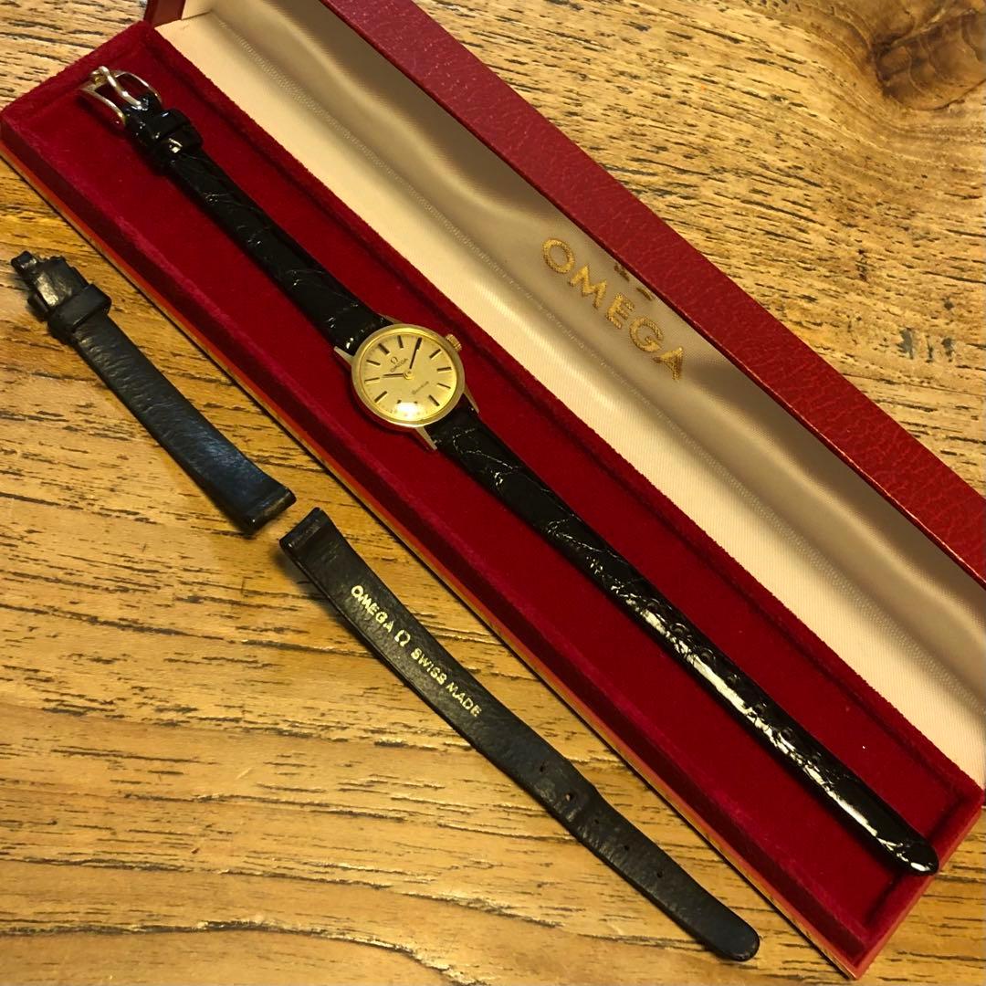 80s オメガ OMEGA レディース 手巻 ジュネーブ 箱 稼働品 ベルト交済