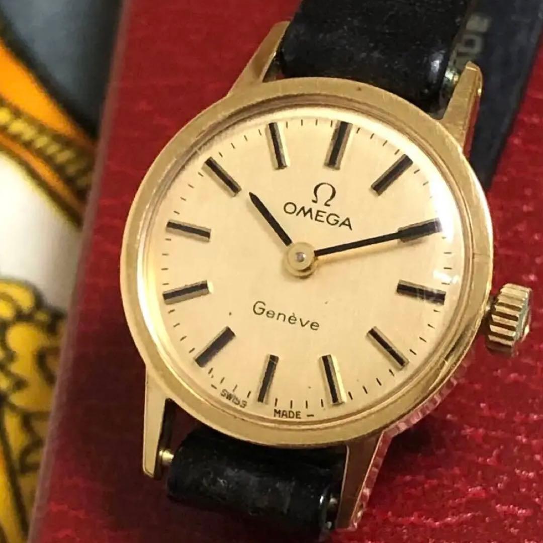 80s オメガ OMEGA レディース 手巻 ジュネーブ 箱 稼働品 ベルト交済