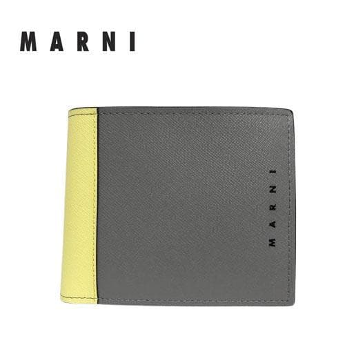 ○★新品未使用　MARNI マルニ　二つ折り財布　グレー×イエロー系