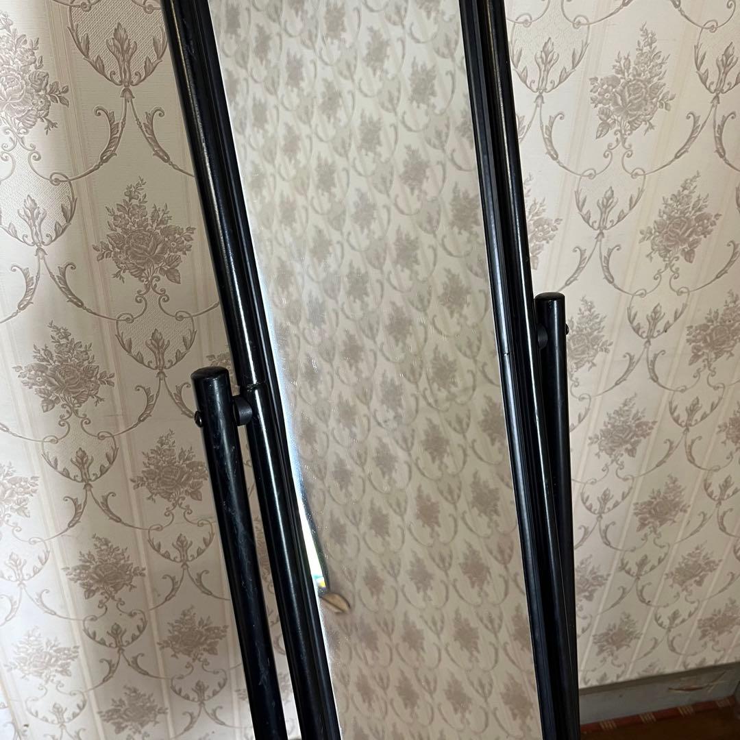 【アンティーク】昭和レトロ アイアンフレーム スタンドミラー 姿見 古道具