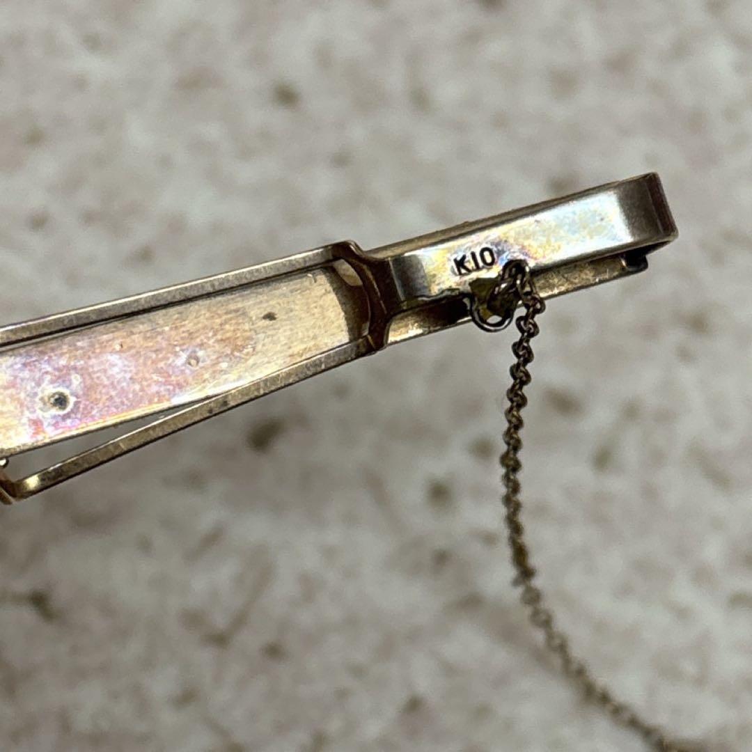 わ*ん様 本物 K10 刻印 約3.87g タイピン 当時物 石付 アクセサリー