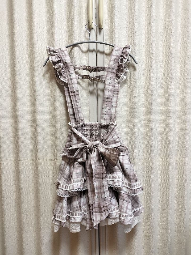 LIZLISA リズリサ はしごリボンチェックティアードスカパン ピンク