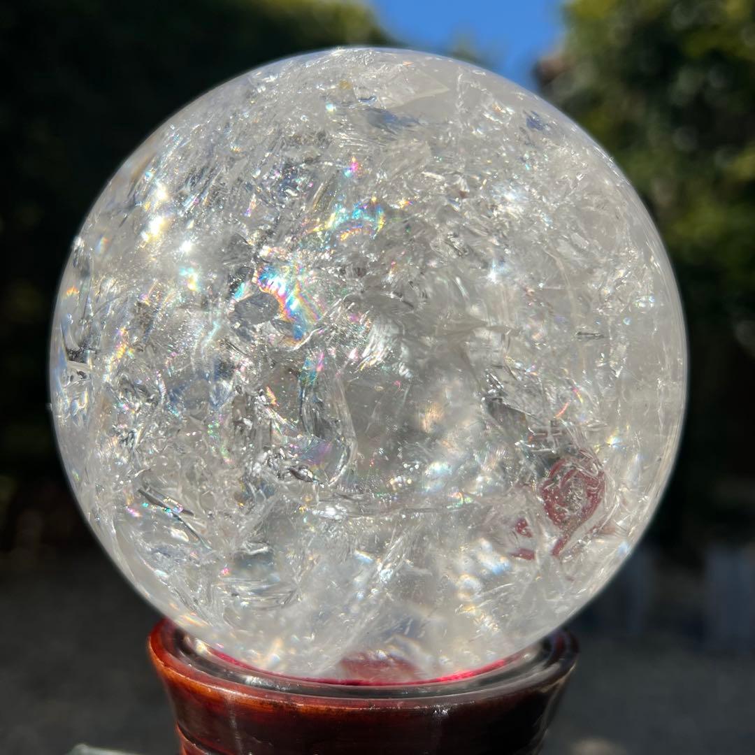 ✳️専用‼️✨超絶美麗の美しさ✨超美麗宝珠✨レインボー 水晶 丸玉 天然石 鑑別書付