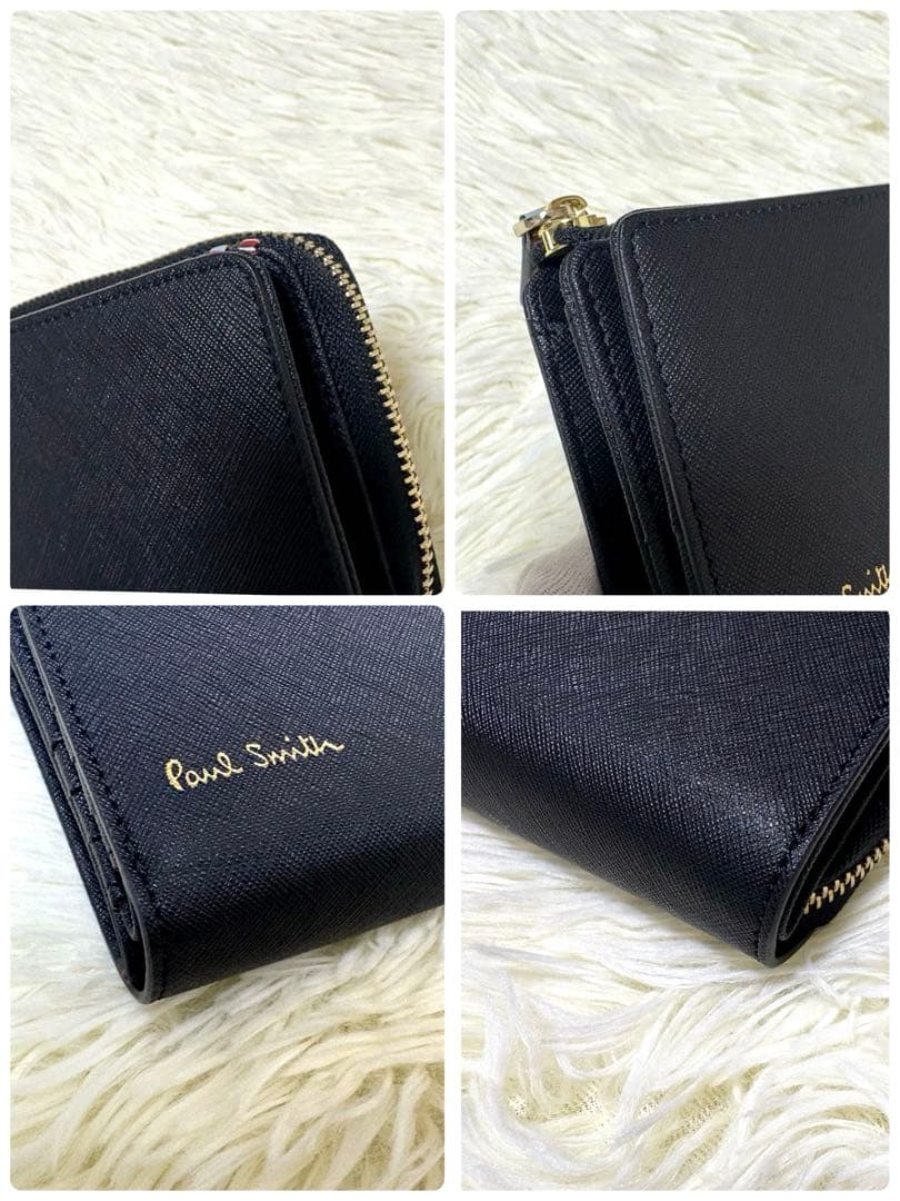 激レア 極美品 Paul Smith ジップストローグレイン　二つ折り財布　黒