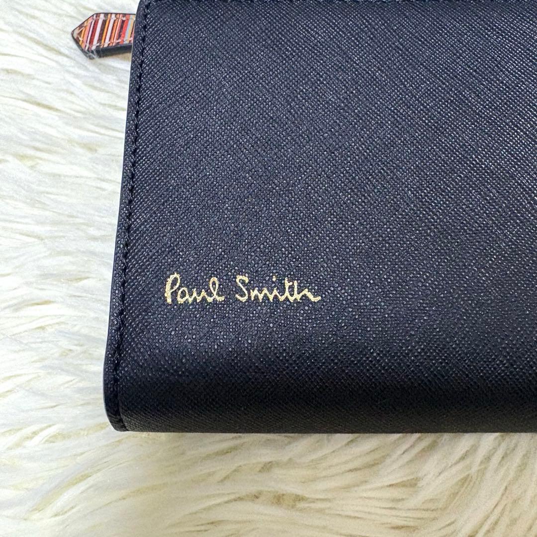 激レア 極美品 Paul Smith ジップストローグレイン　二つ折り財布　黒