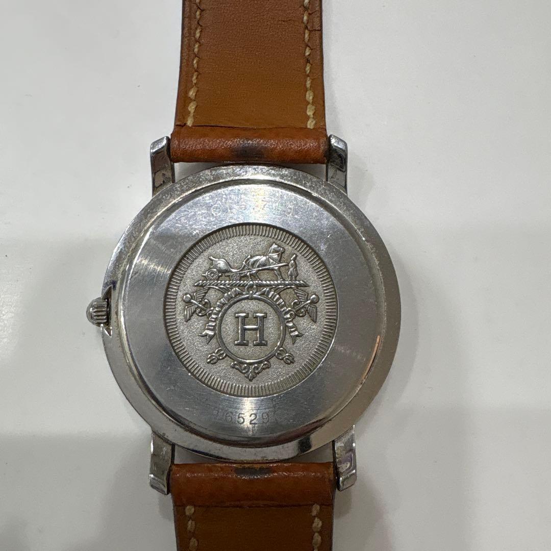 HERMES アナログ時計 シルバー/ブラウン