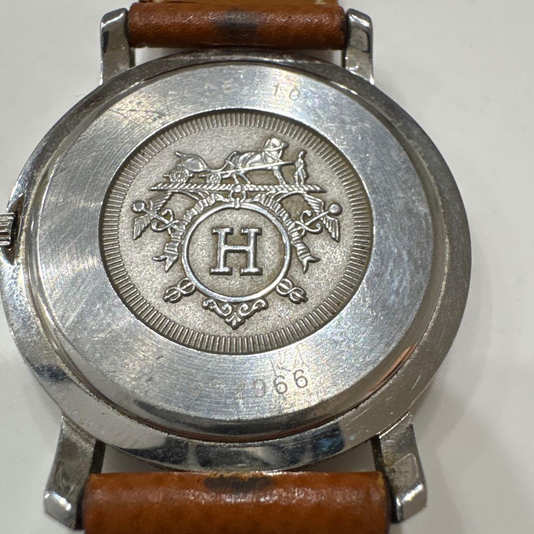 HERMES アナログ時計 シルバー/ブラウン
