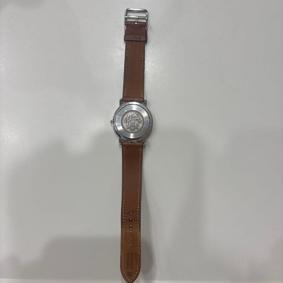 HERMES アナログ時計 シルバー/ブラウン
