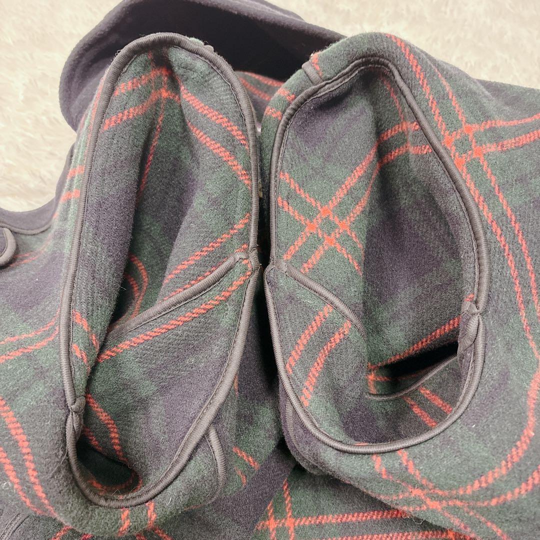 LONDON Tradition ロングダッフルコート　ネイビー　紺　チェック柄