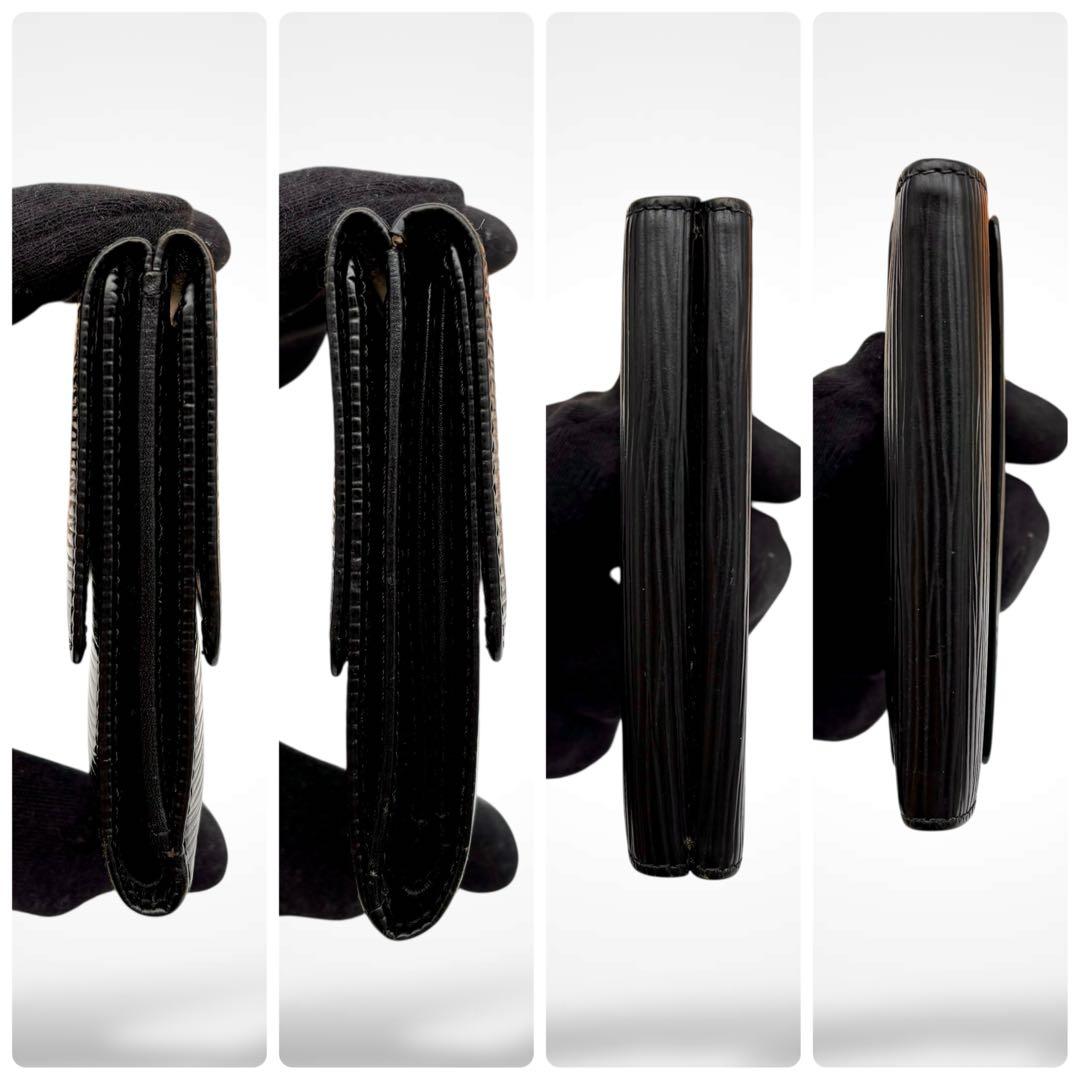 ルイヴィトン エピ ポルトモネビエカルトクレディ 三つ折り財布 Wホック 黒 革