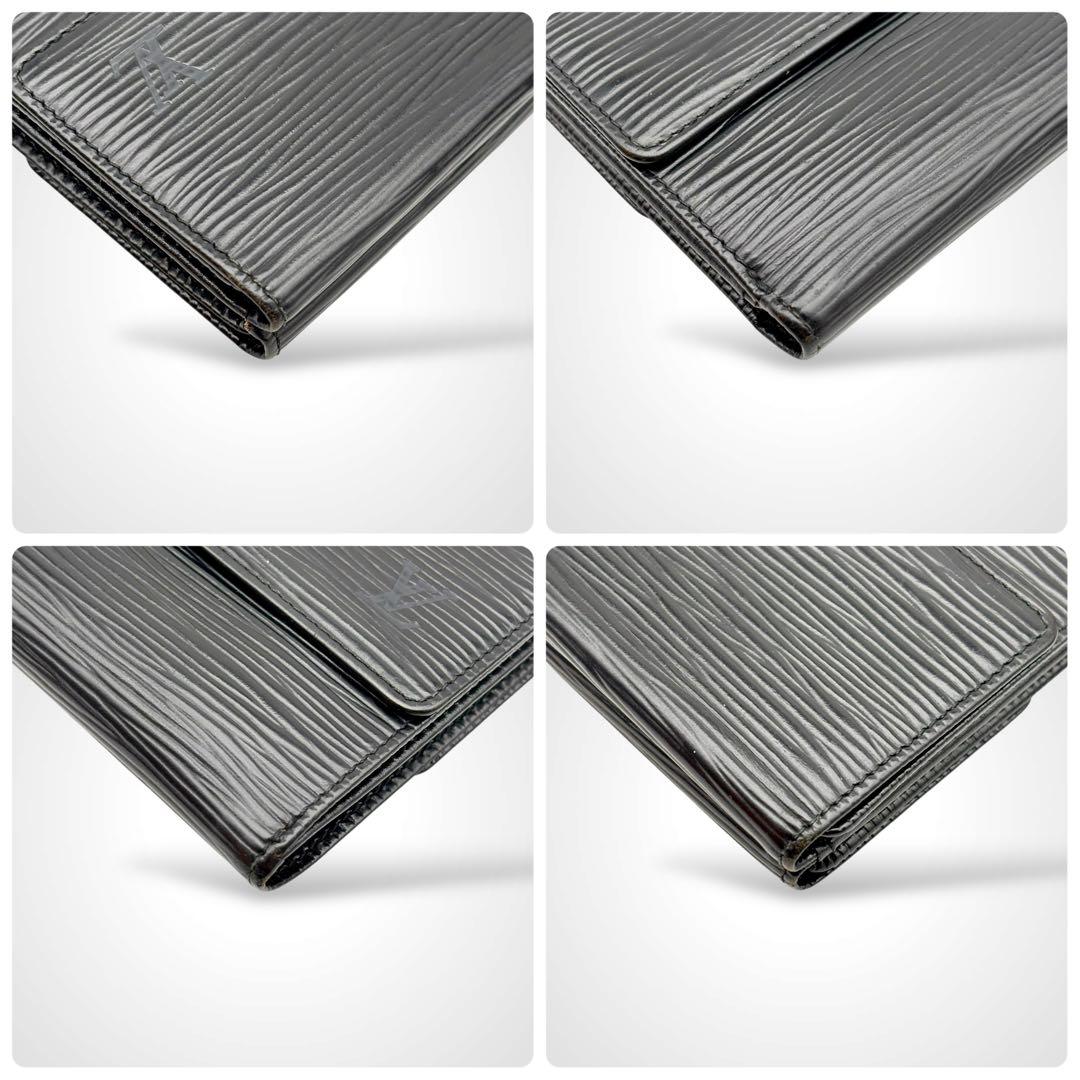 ルイヴィトン エピ ポルトモネビエカルトクレディ 三つ折り財布 Wホック 黒 革