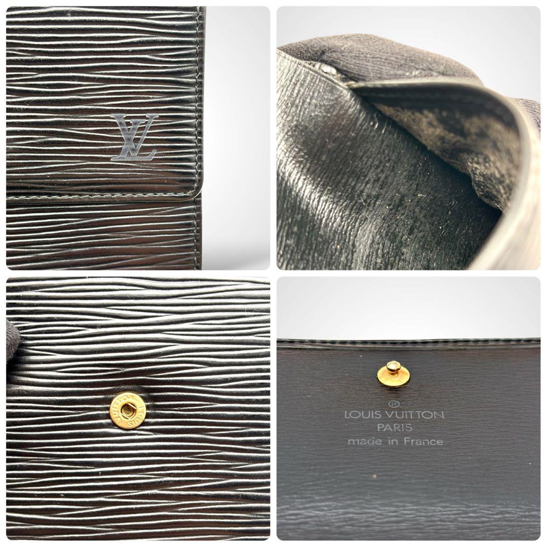 ルイヴィトン エピ ポルトモネビエカルトクレディ 三つ折り財布 Wホック 黒 革