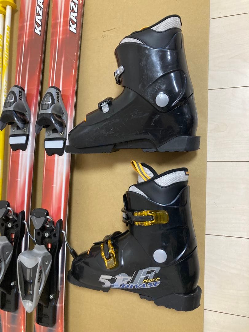 KAZAMAジュニア用スキー板130cm ブーツ24cmストック100cm