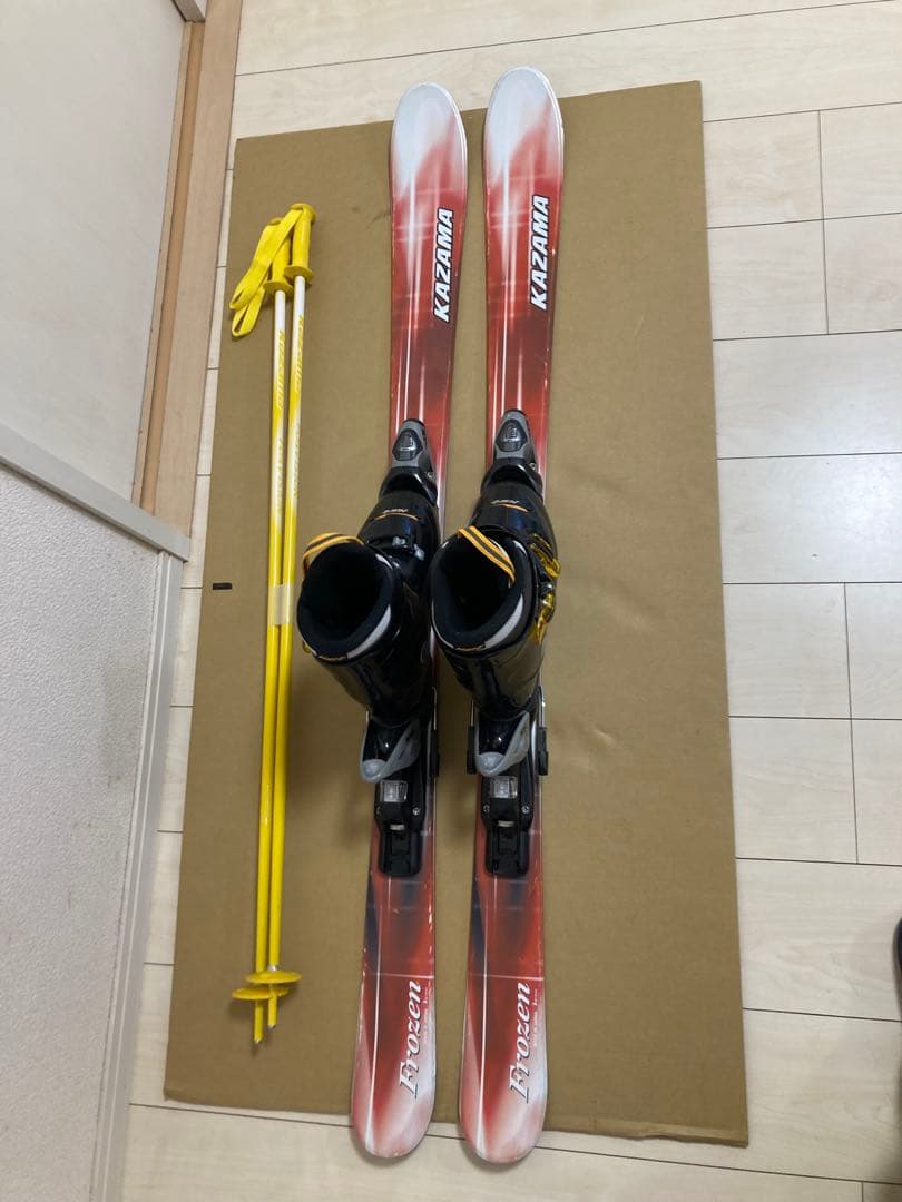 KAZAMAジュニア用スキー板130cm ブーツ24cmストック100cm