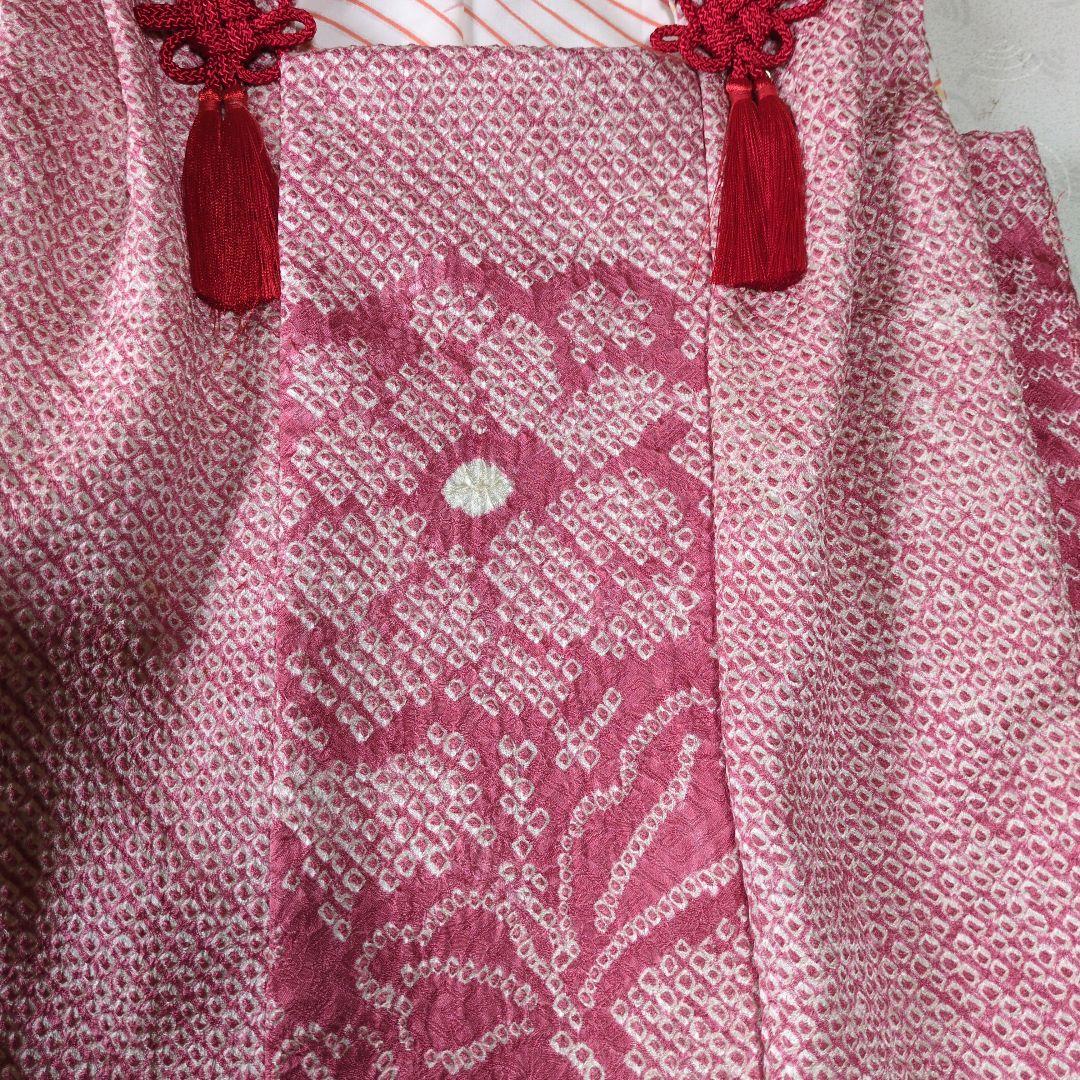 七五三３歳正絹総絞り手縫いの被布(巾着付き）