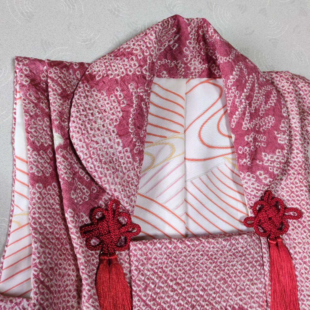 七五三３歳正絹総絞り手縫いの被布(巾着付き）