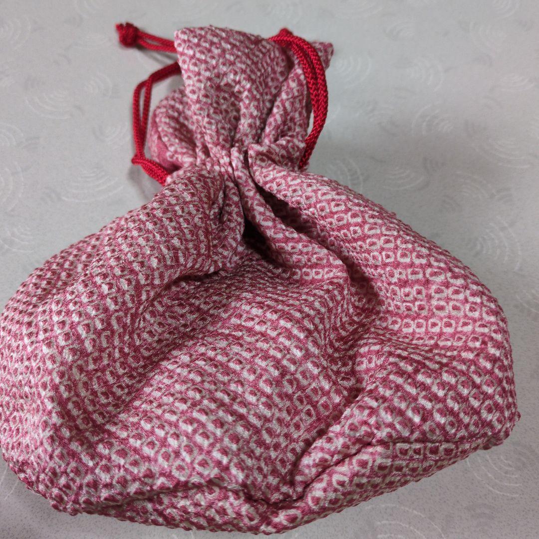 七五三３歳正絹総絞り手縫いの被布(巾着付き）