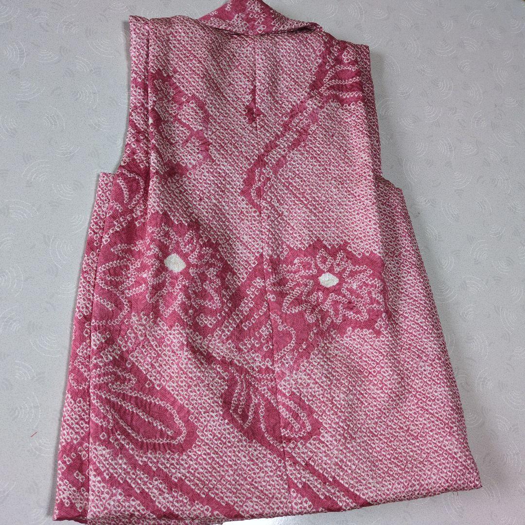 七五三３歳正絹総絞り手縫いの被布(巾着付き）