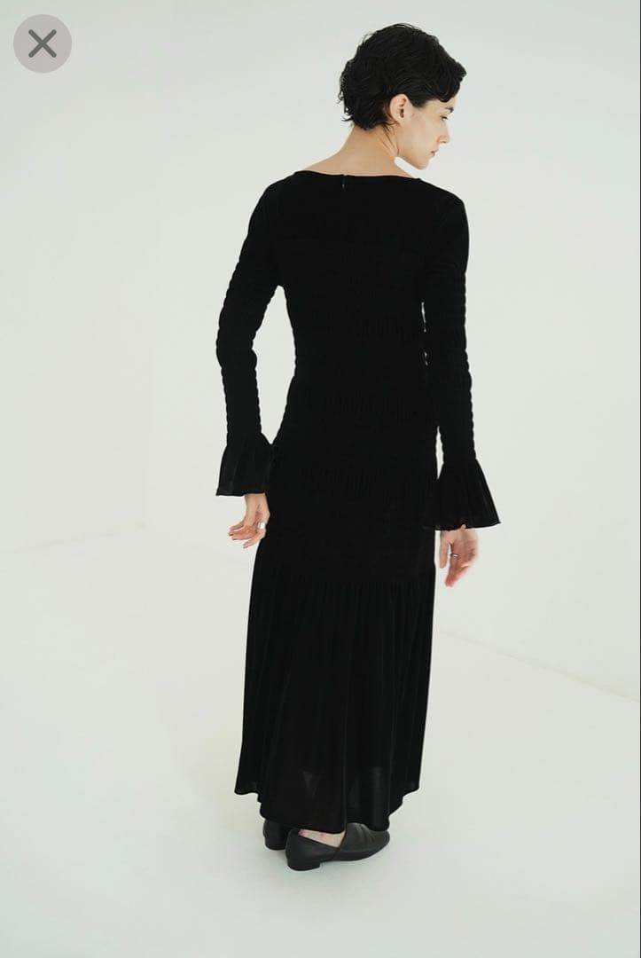 【ペチコート付】CLANE SHIRRING LONG ONEPIECE