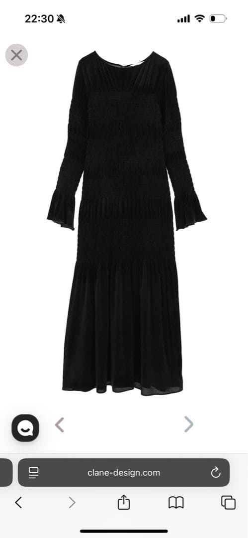 【ペチコート付】CLANE SHIRRING LONG ONEPIECE